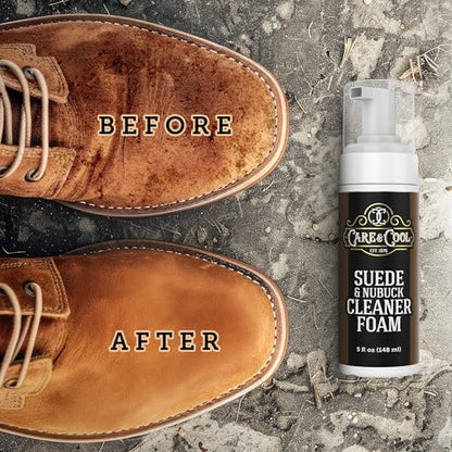 Care & Cool Suede and Nubuck Cleaner Foam Kit (5 oz) - Revitalizes and Refreshes Shoes, Boots, Clothes, and Furniture - style: Foam Cleaner