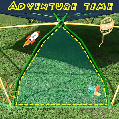 Merax 13FT Climbing Dome with Hammock, Outdoor Geometric Dome Climber | Playground Climber for Kids 3-10 Supporting 1000 lbs, Easy Assembly Play Center Jungle Gym - style: 13FT Yellow & Green