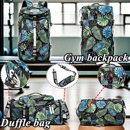 Gym Duffle Bag Backpack with Shoe Compartment,4 ways Travel Backpack for Women and Men,Multi-Functional Weekender bag with Waterproof Layer&Laptop Compartment for Fitness, Travel,Camping - color: Bronze