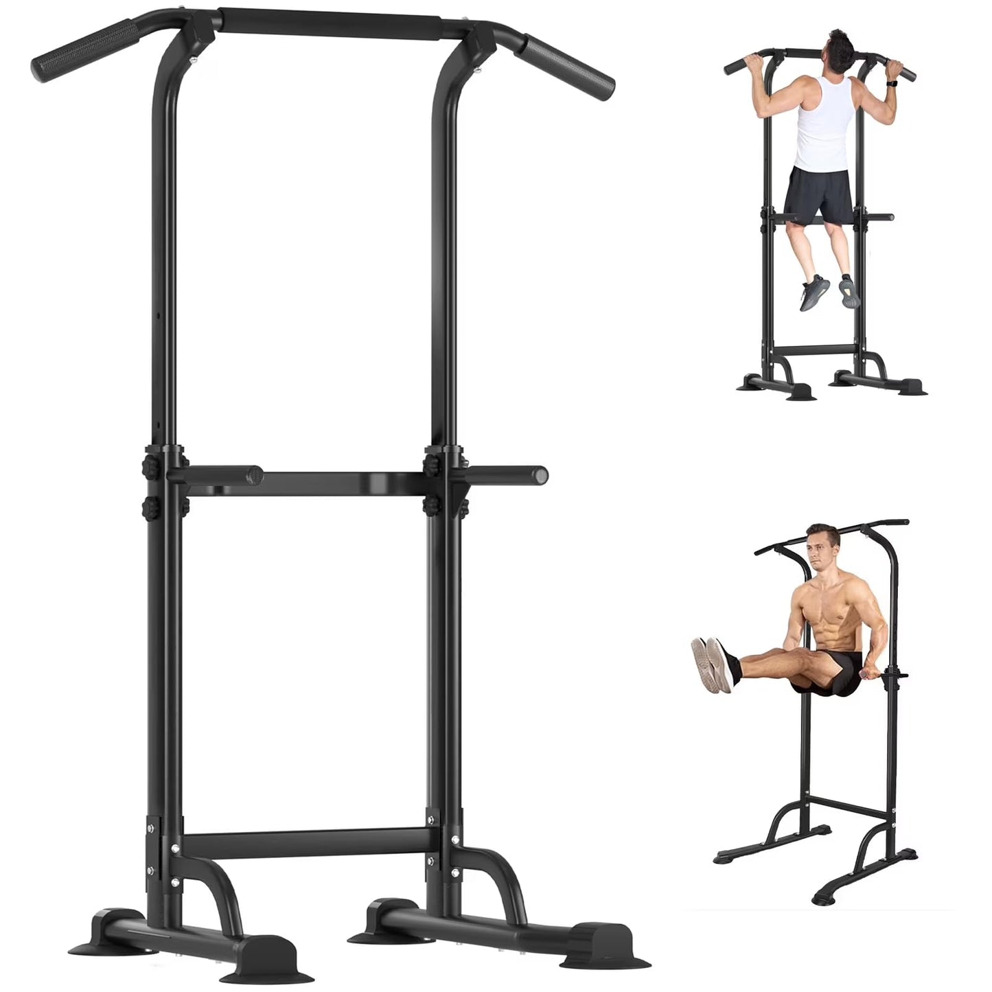 Tappio Power Tower Pull Up Bar for Home Gym, Multi Functional Pull Up Bar Stand Dip Bar Station, Adjustable Height Workout Dip Station Strength Training Fitness Equipment - color: Black-01
