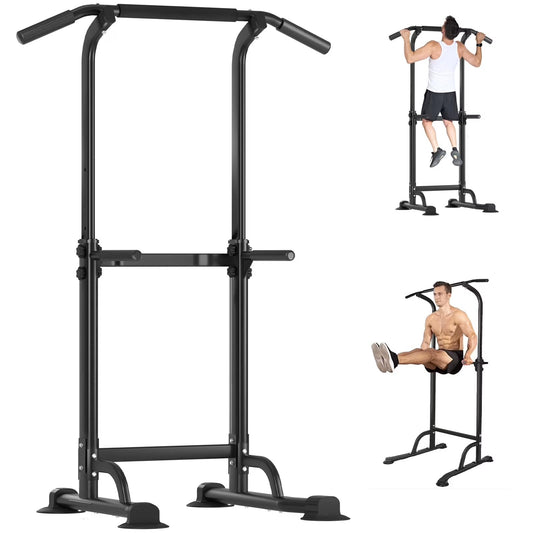 Tappio Power Tower Pull Up Bar for Home Gym, Multi Functional Pull Up Bar Stand Dip Bar Station, Adjustable Height Workout Dip Station Strength Training Fitness Equipment - color: Black-01