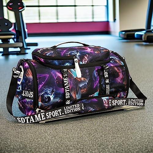 Gym Duffle Bag Backpack with Shoe Compartment,4 ways Travel Backpack for Women and Men,Multi-Functional Weekender bag with Waterproof Layer&Laptop Compartment for Fitness, Travel,Camping - color: Metallic