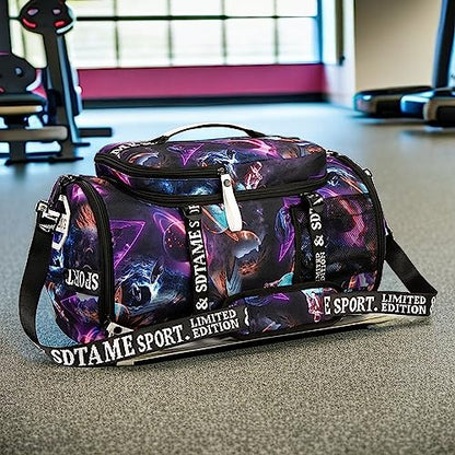 Gym Duffle Bag Backpack with Shoe Compartment,4 ways Travel Backpack for Women and Men,Multi-Functional Weekender bag with Waterproof Layer&Laptop Compartment for Fitness, Travel,Camping - color: Metallic