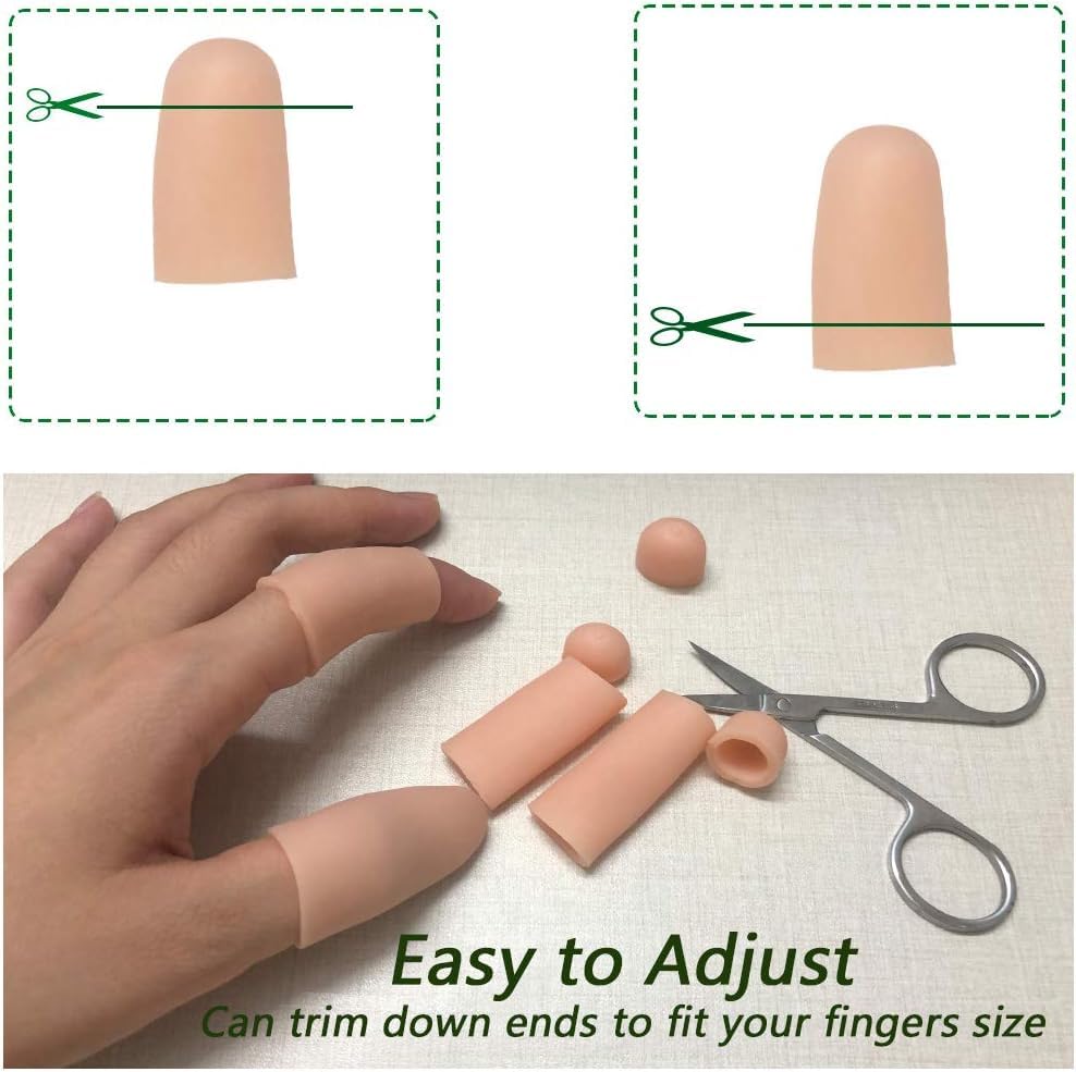 Kris-kikomy 10Pcs Gel Finger Cots Medium, Finger Protector Support NEW MATERIAL Finger Sleeves Great for Trigger, Hand Eczema, Cracking, Arthritis and More