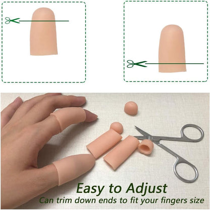 Kris-kikomy 10Pcs Gel Finger Cots Medium, Finger Protector Support NEW MATERIAL Finger Sleeves Great for Trigger, Hand Eczema, Cracking, Arthritis and More