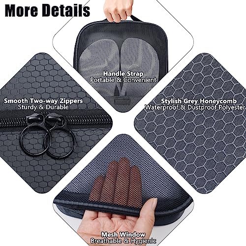 Shoe Bag for Travel,2 Layers Shoes Organizer,Honeycomb Black | Holds 3 Pairs,Trolley Strap,Easy Clean Lining,Leak Proof,Dual Zippers - color: HoneycombGrey