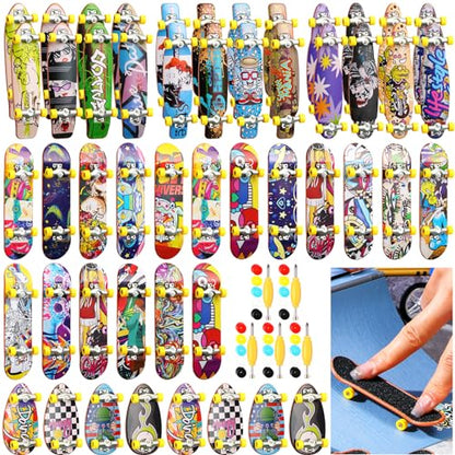 Hiboom 50 Pack Fingerboard Skateboards Professional Finger Boards Collectible Mini Skateboards Creative Fingertips Movement Gifts Finger Sports Party Favors for Adults, Random Style