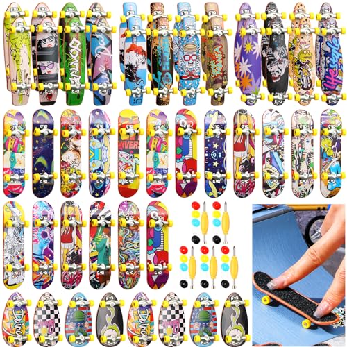 Hiboom 50 Pack Fingerboard Skateboards Professional Finger Boards Collectible Mini Skateboards Creative Fingertips Movement Gifts Finger Sports Party Favors for Adults, Random Style