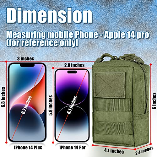 2 Pack Tactical Molle EDC Pouch Multi-Purpose Compact Pack Water-Resistant Utility Pouch with Flag Patch - color: Green