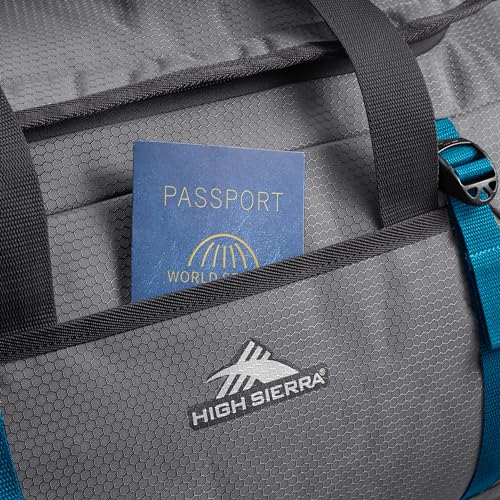High Sierra Fairlead Convertible Duffel Bag, Lightweight and Durable Weekender Duffel, easily converts into backpack, 64L Capacity, Steel Gray/Mercury/Blue - color: Steel Grey/ Mercury, size: Convertible Backpack/Duffel