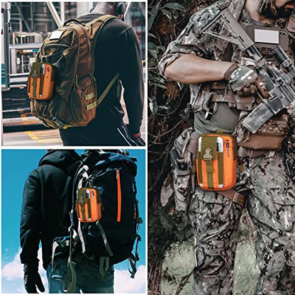 Tactical Molle Pouch Compact Utility Waist Bag Phone Holster Holder for 4.7"-6.9" iPhone 15 Pro Max/15 Pro/14 Plus/14 Pro Max/14/13 Pro Max/13 Pro/12 Pro Max/11 Pro Max - color: Orange