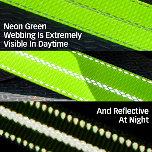 VULCAN Car Tie Down Axle Strap with Wear Pad - 2 Inch x 22 Inch - 4 Pack - High-Viz - 3,300 Pound Safe Working Load - size: 2" x 22" Hi Viz Green (4 Pack)