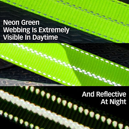 VULCAN Car Tie Down Axle Strap with Wear Pad - 2 Inch x 36 Inch - 4 Pack - High-Viz - 3,300 Pound Safe Working Load - size: 2" x 36" Hi Viz Green (4 Pack)
