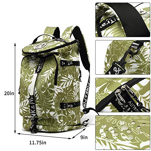 Kalesi Gym Duffle Bag Backpack 4-Way Waterproof with Shoes Compartment for travel Sport Hiking laptop - color: Olive-green