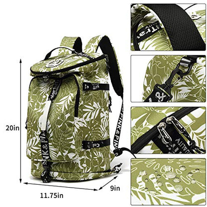 Kalesi Gym Duffle Bag Backpack 4-Way Waterproof with Shoes Compartment for travel Sport Hiking laptop - color: Olive-green