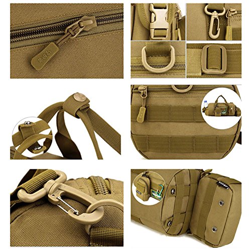 Huntvp Small Tactical Duffle Bag MOLLE Handbag Gear Military Travel Carry On Shoulder Bag Small Valise - color: Brown