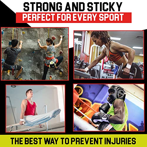 Athletic Tape Extremely Strong: 11 Rolls + 3 Finger Tape. Easy to Apply & No Sticky Residue. Sports Tape for Boxing, Football or Climbing. Enhance Wrist, Ankle & Hand Protection Now