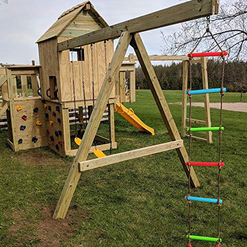 Climbing Rope Ladder Kids Tree Swing with Hanging Strap, Indoor and Outdoor Backyard Playground Play Swing Sets Climber Training Accessories Attachment