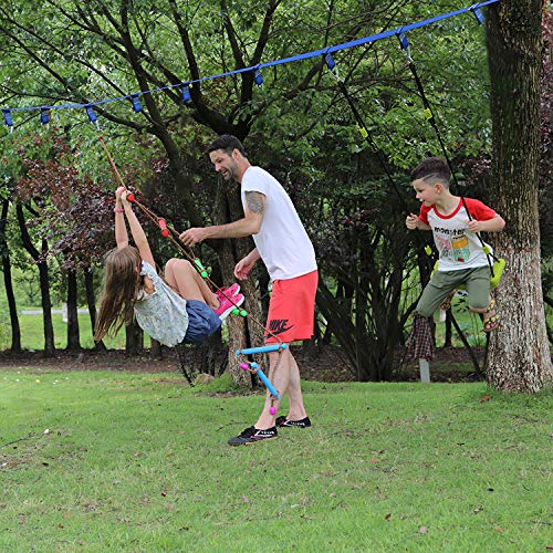 Rainbow Craft 6.6FT Climbing Rope Ninja Ladder for Kids - Kids Ninja Warrior Obstacle Course Accessories - Swing Rope Ladder