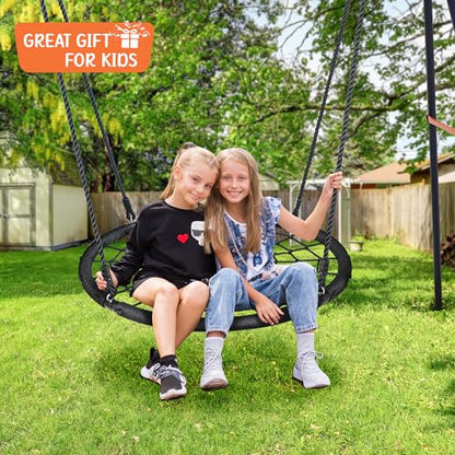 ZENY 48'' Spider Web Tree Swing for Kids and Adults, Steel Frame, 660 lb Capacity, Outdoor Swing Set,Hanging Straps, Adjustable Ropes (48 inch) - size: 48 inch