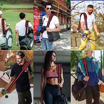 ZINZ 75" Shoulder Strap with Fixed Pad and Dual Balanced Buckles，Black-Red-Black Stripe - color: Black-red-black Stripe