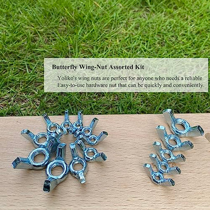90 Pcs 5 Sizes 5/32",3/16",1/4",5/16",3/8" Wingnuts, Quality Carbon Steel Wing Nuts Zinc Plated Fasteners Parts Butterfly Nut, Hand Twist Tighten Hardware Nuts Butterfly Wing-Nut Assorted Kit - size: 5 Sizes (5/32", 3/16", 1/4", 5/16", 3/8") - 90 Pcs