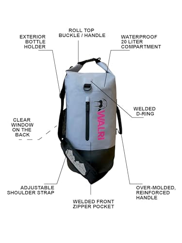 WALRI 20L Waterproof day pack for Sports, Surf, Turf and Dirt (Grey) - color: Grey