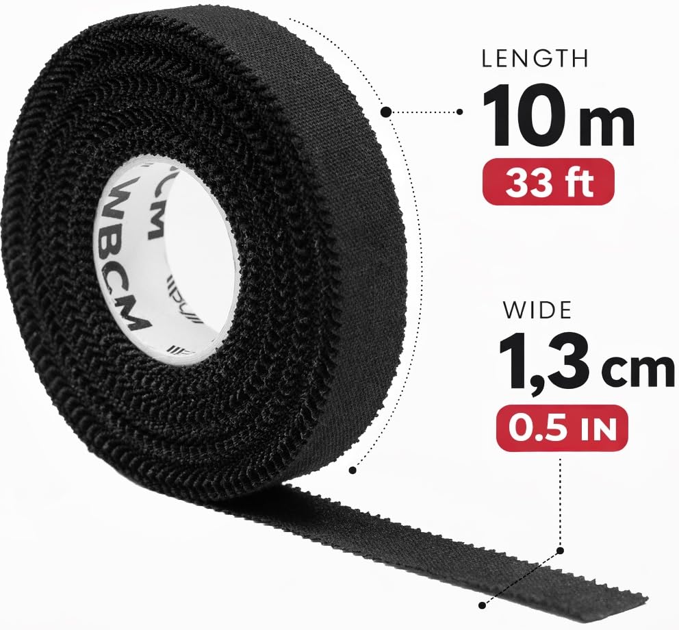 WARM BODY COLD MIND Athletic Finger Tape - 0.5inch x 33ft - Sport Tape for Fingers, Strong Hand Wrap for Crossfit, Weightlifting, Jiu Jitsu, Rock Climbing - color: 3 Rolls Black (33ft)