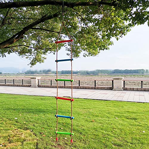 Climbing Rope Ladder Kids Tree Swing with Hanging Strap, Indoor and Outdoor Backyard Playground Play Swing Sets Climber Training Accessories Attachment