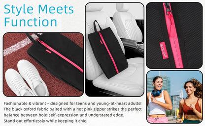 Smell Proof Shoe Bags for Travel & Sports Odor Resistant, Waterproof Storage for Gym, cycling,Soccer, Golf,Shoe Bags Fits Girls Durable Zipper Closure