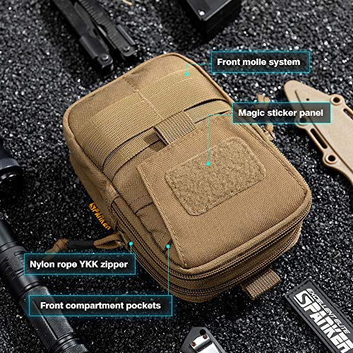EXCELLENT ELITE SPANKER Tactical Molle EDC Pouch with Cellphone Pouch | Molle admin pouch,molle utility pouch,tool pouch,Organizer Nylon Belt Waist Bag - color: Coyote Brown