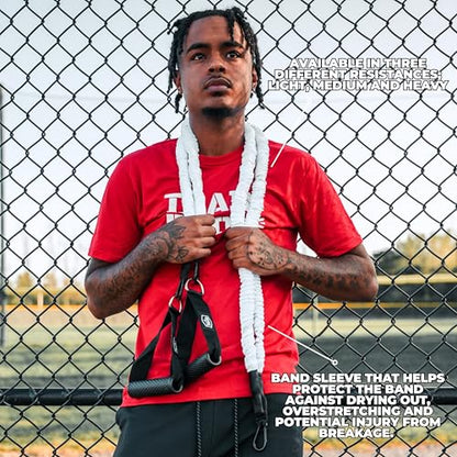Resistance Arm Bands - Injury Prevention - Recovery - Interchangeable Handles | Cuff and Handle - Protective Band Sleeve & Different Resistances - Valle Training - size: Light