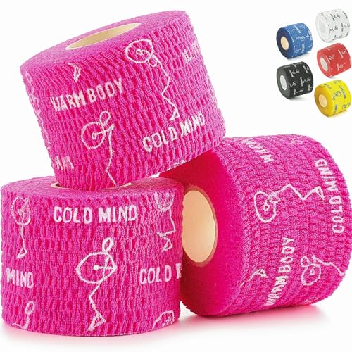 WARM BODY COLD MIND 1.85" Weightlifting Thumb Tape - Hook Grip Tape for Powerlifting, Cross Training, Gym Tape, Workout, Weight Lifting Tape, Athletic Finger Wrap (Pink 3 Rolls) - color: 3 Rolls Pink