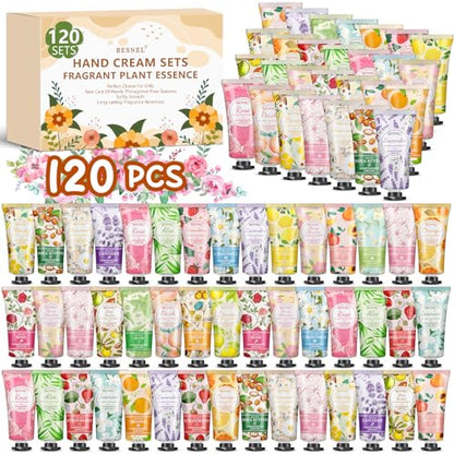 BESNEL 120 Pack Hand Cream Gift Set For Women, Teacher Appreciation Gifts, Mini Hand Lotion Travel Size in Bulk for Dry Cracked Hands, Graduation Gifts, Birthday Gift, Bridesmaid Gift,Party Favors - size: 0.01 Fl Oz (Pack of 120)