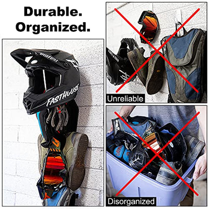 Garage Sports Equipment Organizer MADE IN USA | Multipurpose Equipment Home Storage | Vertical Drying Helmet Rack | Wall Mounted Organization Hanger | for Bike, Motorcycle, Ski, Snowboard, Camping Gear