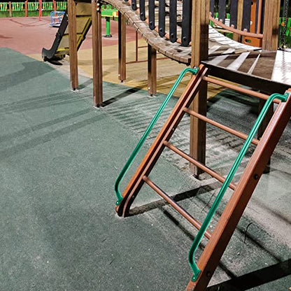 Lounsweer 2 Pcs,37 Inch Playground Safety Handles, Long Grab Bars,Green | Playhouse Ladder Handles, Treehouse Accessories, Rock Climbing Wall, Metal Grab Bars, Safety Handrails, Playground Equipment - color: Green, size: 37 Inch