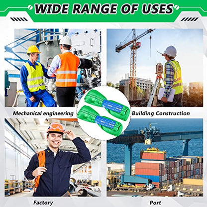 Fabbay 4 Pcs 9.8 Feet Heavy Duty Polyester Endless Loop Round Lift Slings Lifting Straps for Hoist Towing Moving Furniture Rigging Equipment, 5300 lb Vertical 4200 lb Choker 10600 Lbs Basket(Green) - color: Green, size: 9.8 Feet