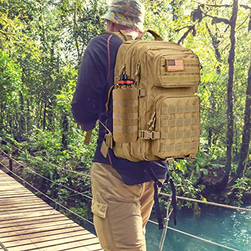 FRTKK Tactical MOLLE Water Bottle Pouch with Drawstring Open Top & Mesh Bottom, Military Water Bottle Holder Bag Sports Travel Hydration Carrier - color: Red-2 pack