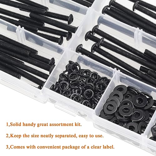 HELIFOUNER 200 Pieces M4 x 30mm /35mm /40mm /45mm /50mm, Button Head Socket Cap Metric Screws Bolts Washers Nuts Kit, 10.9 Grade Alloy Steel, Fully Threaded, Black - size: M4 x 30/35/40/45/50mm, style: Button Head