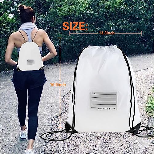 20 Pcs Drawstring Bags,Bulk Draw String Backpack, DIY Gym Sports Cinch Bag Sackpack for Women Men, White - color: White