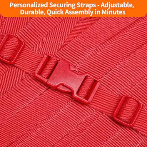 BEYOURD Buckle and Strap Set, 10 Yards Polyester Webbing Strap with 6 Pack Dual Adjustable Side Release Plastic Buckles, 12 Pieces Tri-Glide Slider Clips for Dog Collar (Everyday Series 1 Inch, Red) - color: Red