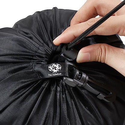 PALTERWEAR Drawstring Bag with Clip (6 x 8 Inch, 5-Pack, Black) Nylon Cinch and Ditty Pouch for Travel, Wardrobe and Outdoors - size: 6 x 8 inch