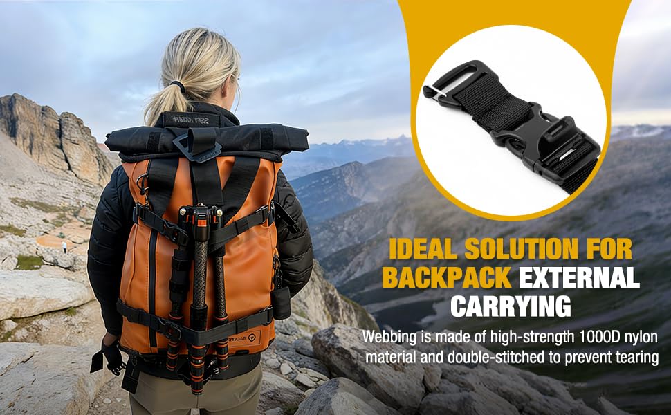 Tactical MOLLE/PALS Backpack Attachment Straps - Adjustable G-Hook Tie Downs, Non-Slip Cam Buckle, for Rucking, Hunting, Hiking, Camping, Tripod & Sleeping Gear (7.5-22 in) (Army Green, 2-Pack) - size: 2-Pack, style: Army Green