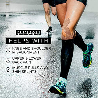 Hampton Adams | As Seen on Shark Tank | Elastic Kinesiology Tape (Bulk Roll) | 135ft Uncut | Supports & Protects Muscle Wrist Knee Shoulder Back Plantar Fasciitis | Waterproof Hypoallergenic (Beige) - color: Beige, size: 2in x 135ft (1 Roll)