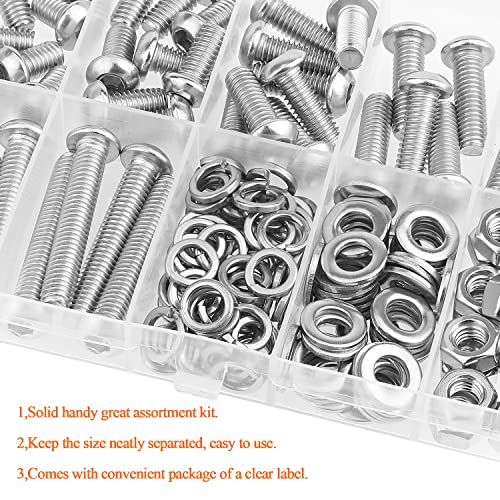 HELIFOUNER 146 Pieces M6 x 10mm /12mm /16mm /20mm /25mm /30mm /35mm, Button Head Socket Cap Screws Bolts Washers Nuts Kit, 304 Stainless Steel - size: M6, style: Button Head Screws