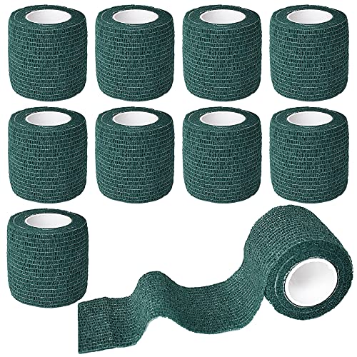 2 Inch Self Adhesive Bandage Wrap Cohesive Wrap, 9Pack, Dark Green | Self Stick Wrap for Ankle, Wrist, Finger, Sports, Breathable Cohesive Vet Tape for Pets - color: Dark Green, size: 2 Inch