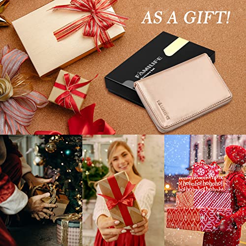 FAMILIFE Gifts for Women, Manicure Set Professional Manicure Kit 11 in 1 Nail Kit Nail Clippers Tools Stainless Steel with Rose Gold Leather Case Travel Sets - color: Gold