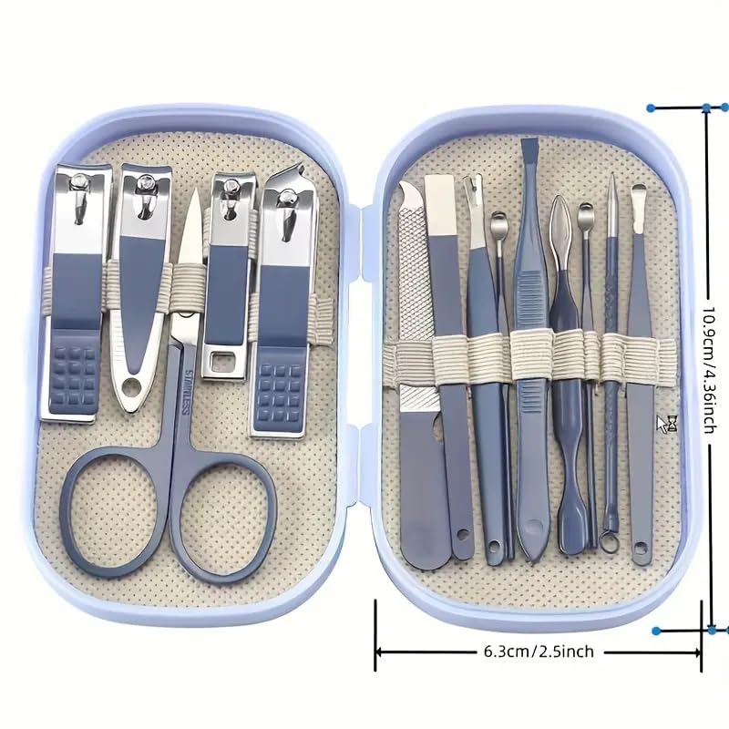 Manicure and Pedicure Kits 14PCS Stainless Steel Nail and Foot Care Tools Set for Nail Care, Including Nail Clippers and Shaping Tools with Portable Storage Box（Green）