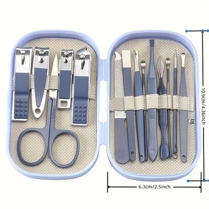 Manicure and Pedicure Kits 14PCS Stainless Steel Nail and Foot Care Tools Set for Nail Care, Including Nail Clippers and Shaping Tools with Portable Storage Box（Green）