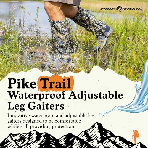 Pike Trail Adjustable Leg Gaiters - Lightweight, Waterproof - Leg Guards for Men & Women - Hiking Essentials Ideal for Hunting, Trekking & Fishing - 1 Pair - color: Defense Force Camo
